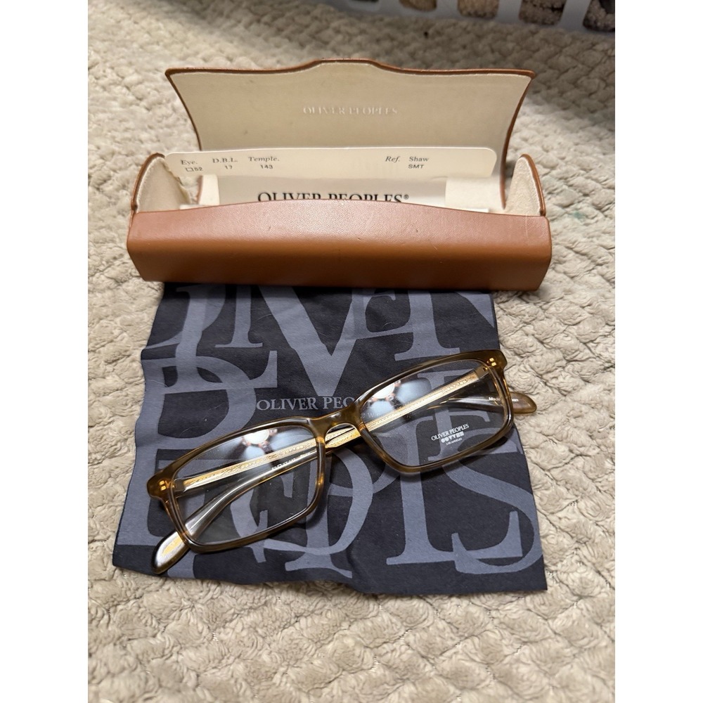 Oliver Peoples Eyeglasses Frames Shaw SMT Clear Brown 52-17-143 Case Cloth